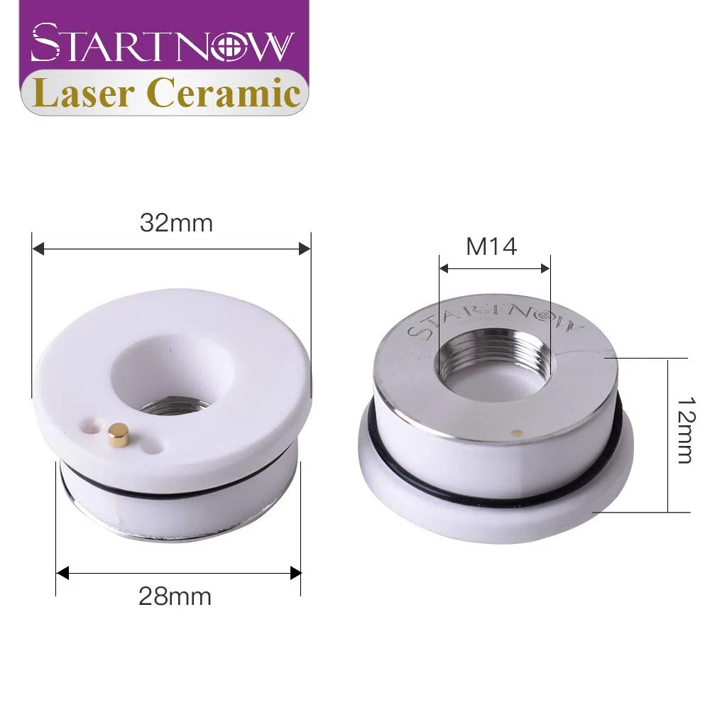 Startnow Parti di supporto per ugelli KT B2 CON in ceramica laser da 28 mm e 32 mm per Precitec WXS HANS Raytools testa macchina da taglio laser in fibra (5 pezzi, A-28 mm (Precitec))