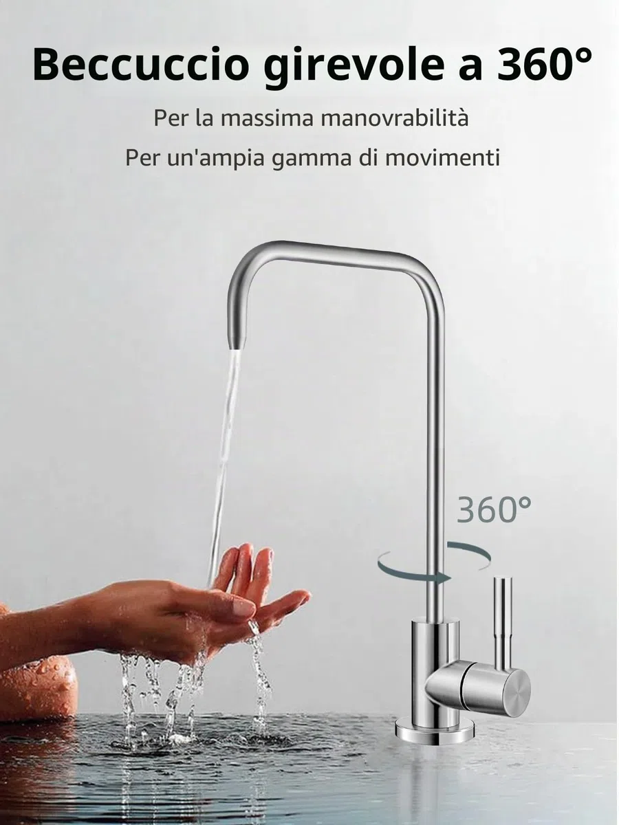 Rubinetto dell'acqua potabile, rubinetto del filtro dell'acqua senza piombo, rubinetti ad osmosi inversa facili da installare per lavello da bar della cucina, acciaio inossidabile SUS304 in