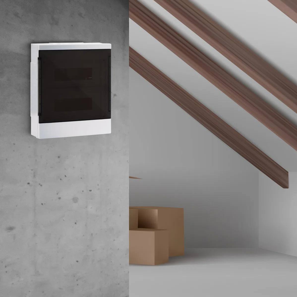 LION Electric Scatola dei fusibili a parete, 24 moduli, armadio a 2 file, bianco con porta trasparente, senza alogeni, per ambienti umidi, con protezione extra PE/N, morsetto in ottone