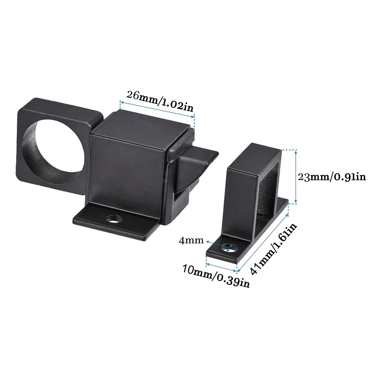 QUARKZMAN Alluminio Lega Porta Bullone Chiusura x 4pz Molla Rimbalzo Blocco per Recinzione Porta e Finestra, [Nero]
