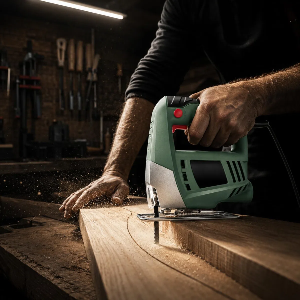 KOMBO - Seghetto Alternativo con 1 Lama, 400W - 230V, 3000 giri/min - Seghetto per Legno e Vricolage, Taglio preciso, Impugnatura Ergonomica