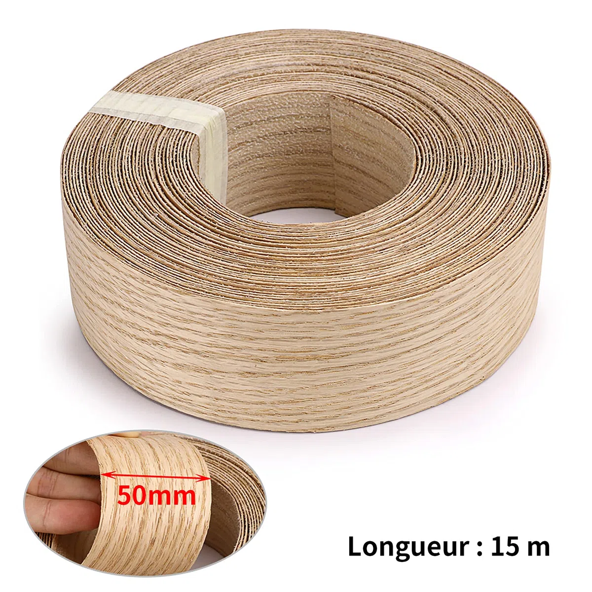 Skelang Legno impiallacciato, ferro su bordatura, nastro preincollato legno, per mensola, armadio, telaio porta, quercia rossa, 50mm x 15m