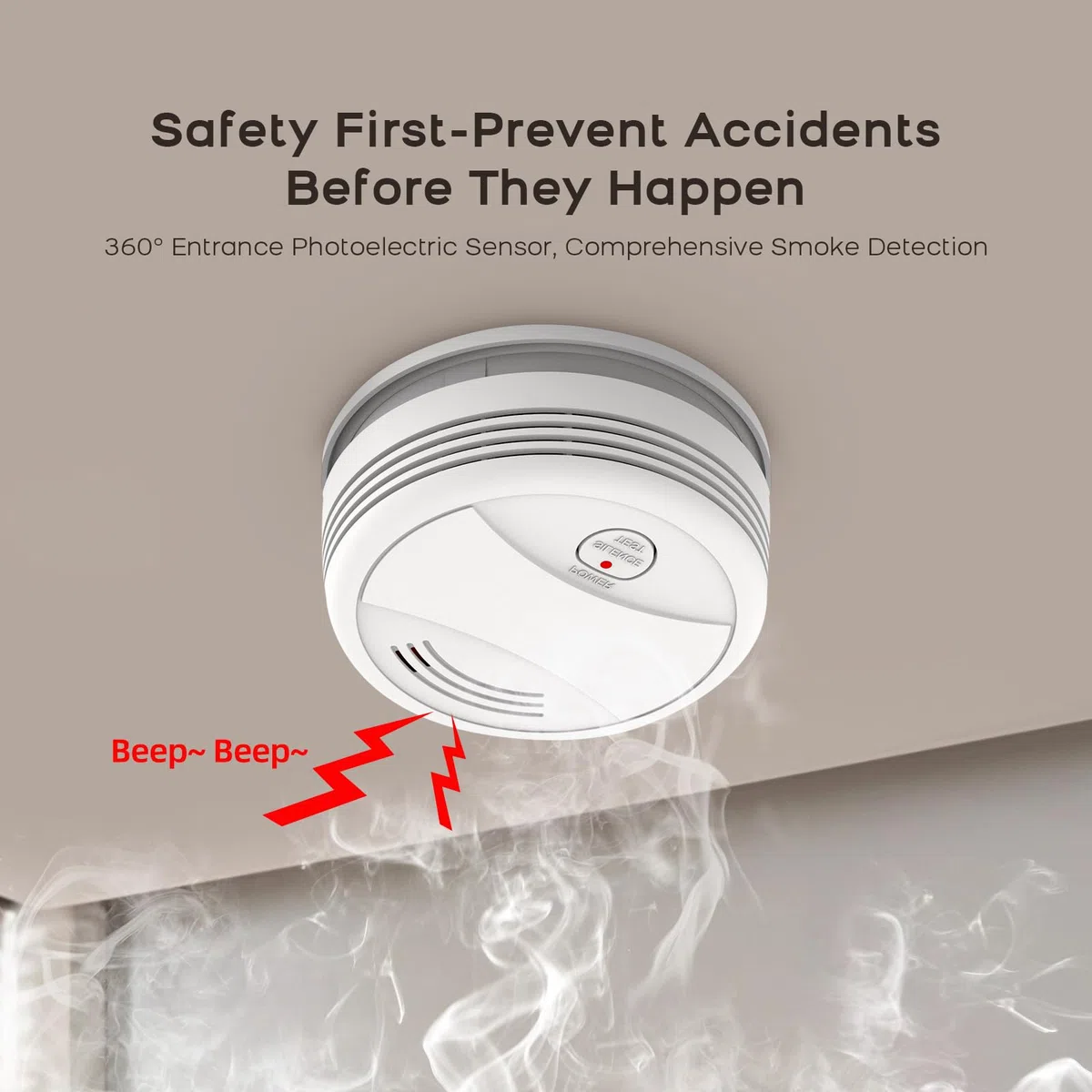 PGST Rilevatore di fumo WiFi Rilevatore di incendio wireless intelligente tramite app EN 14604 Allarme di prova per avviso incendio 1 pezzo