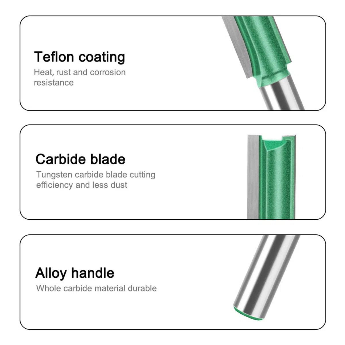 6 Pezzi Frese per Legno, Set Fresa per Legno per Diverse Tacche di Profondità Diametro 3 mm, 4 mm, 5 mm, 6 mm, 7 mm, 8 mm Set di Frese