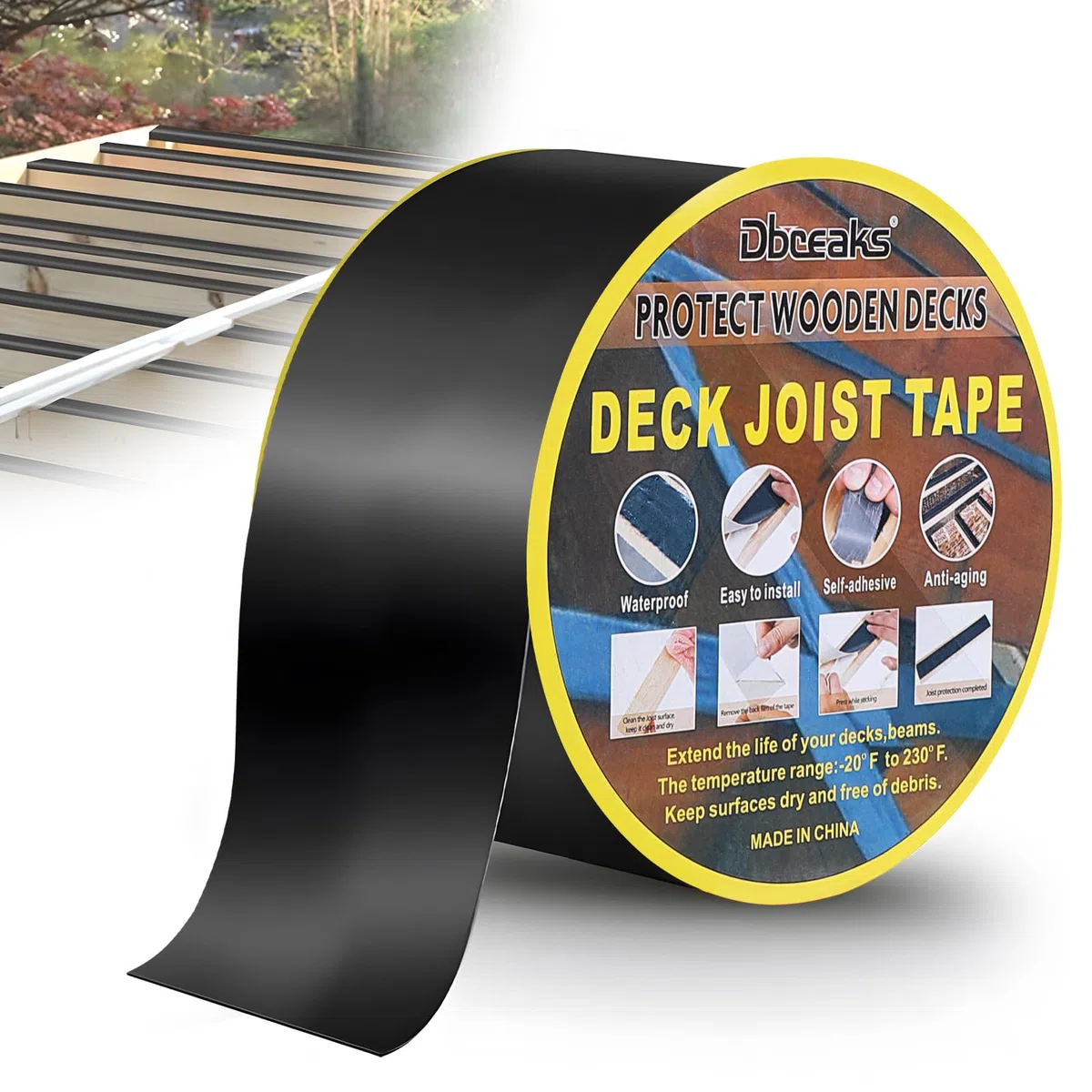 DBREAKS 5cm x 15m Nastro Adesivo Butilico Impermeabile, Nastro impermeabile per ponti, Nastro per la Riparazione del Tetto, Protezione del legno