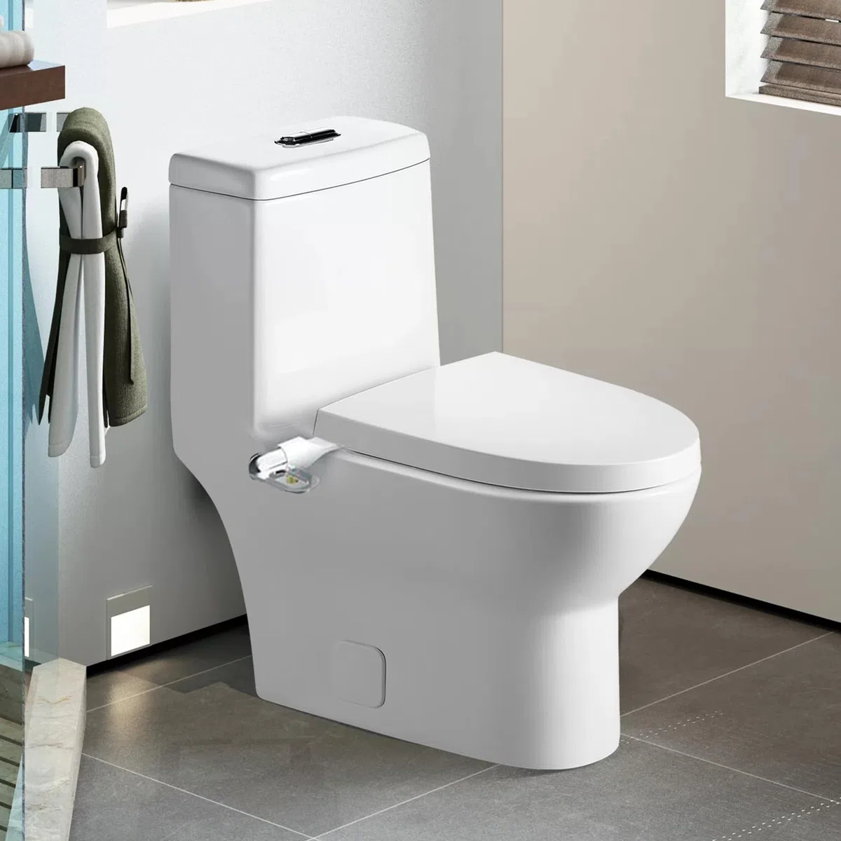 Sedile WC bidet con doppio ugello, sciacquone intelligente, autopulente, acqua regolabile, non elettrico, bidet con spray d'acqua dolce, accessorio per bidet per WC, igiene e comfort
