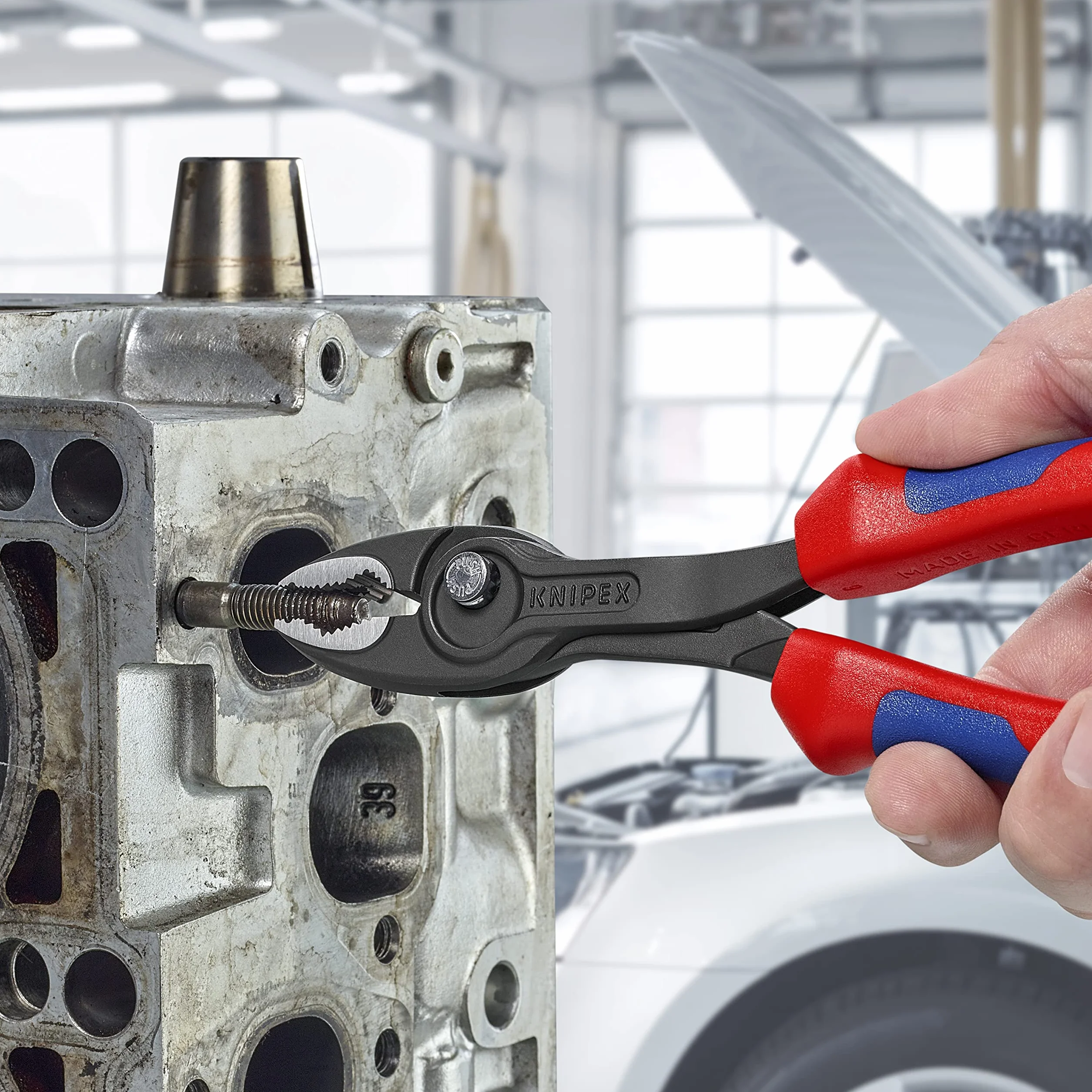 KNIPEX TwinGrip Pinza a presa frontale e laterale in confezione Self-service bonderizzata grigia con manici comfort 200 mm, 82 02 200