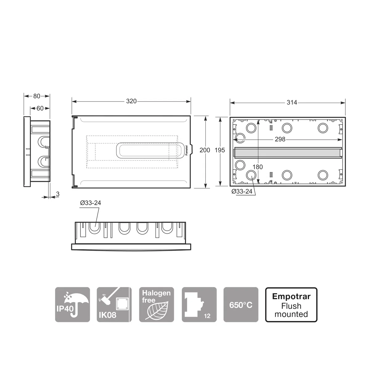 FAMATEL 3314-p – Sottolavello vita incasso 12 moduli