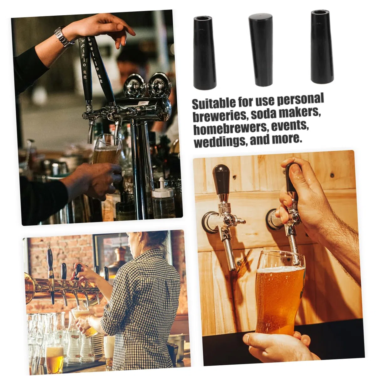 Maniglie Impugnatura Ergonomica per Rubinetto della Birra in Plastica 3 Pezzi Antiscivolo Nero per Kegerator e Rubinetto Birra Uso Casa o Bar