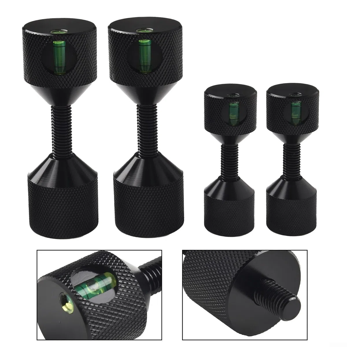 Perno di allineamento a flangia a 2 fori in alluminio temprato 6061 con livellatore integrato per libellule, design ergonomico e superficie anodizzata in ossido nero (4 pezzi)