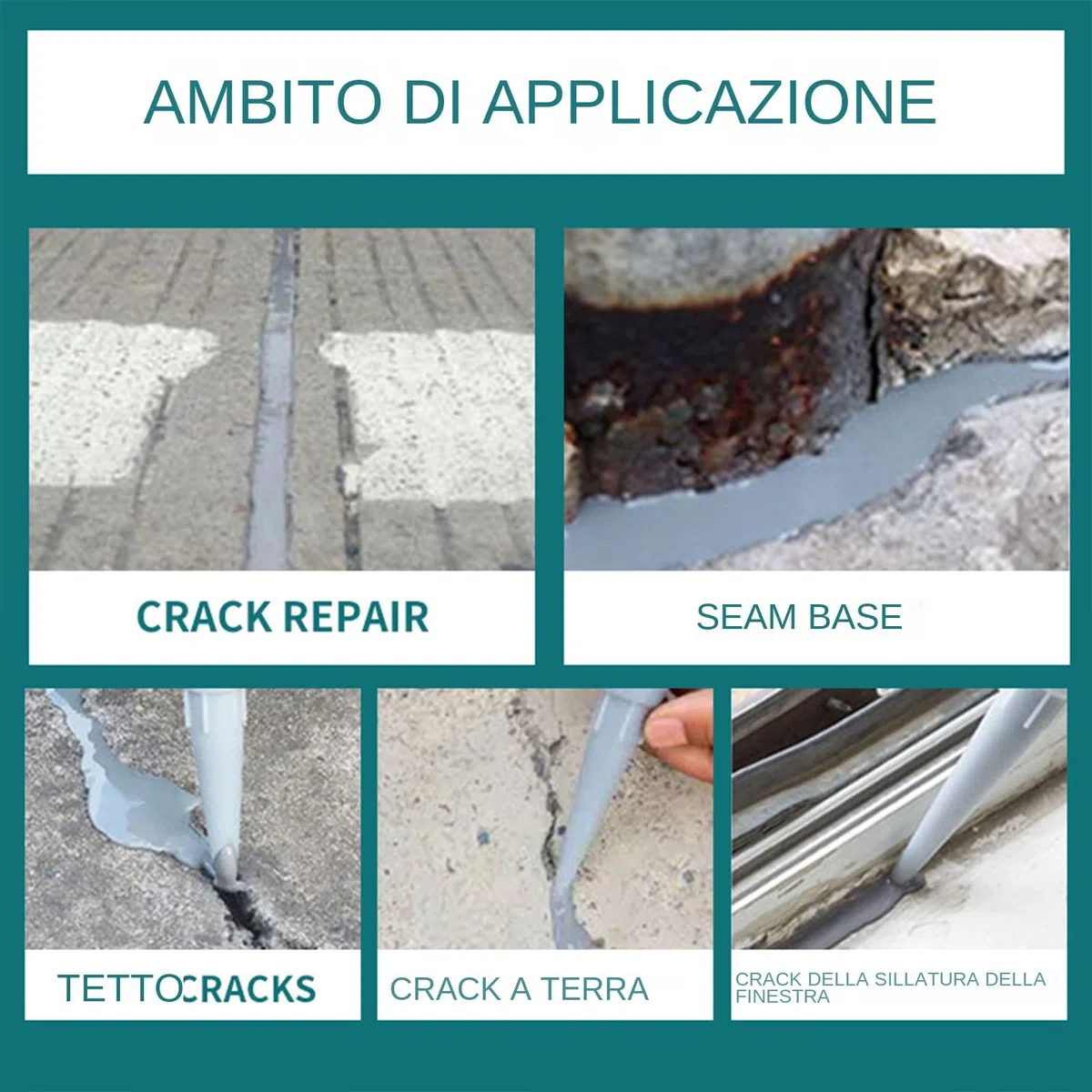 Riempitivo Per Crepe In Calcestruzzo,Sigillante Per La Riparazione Di Crack In Cemento,500Ml Di Sigillante Per Riparazioni,Colla Calacciatura Impermeabile,Colla Per Calafataggio Ad Asciugatura Rapida
