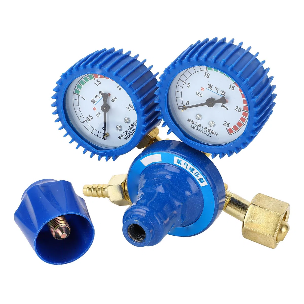 Manometro Antiurto Regolatore di Ossigeno con Interfaccia Cilindro in Acciaio G5/8 Condotti Ad Alta Pressione in Ottone Accessori Riduttori di Pressione