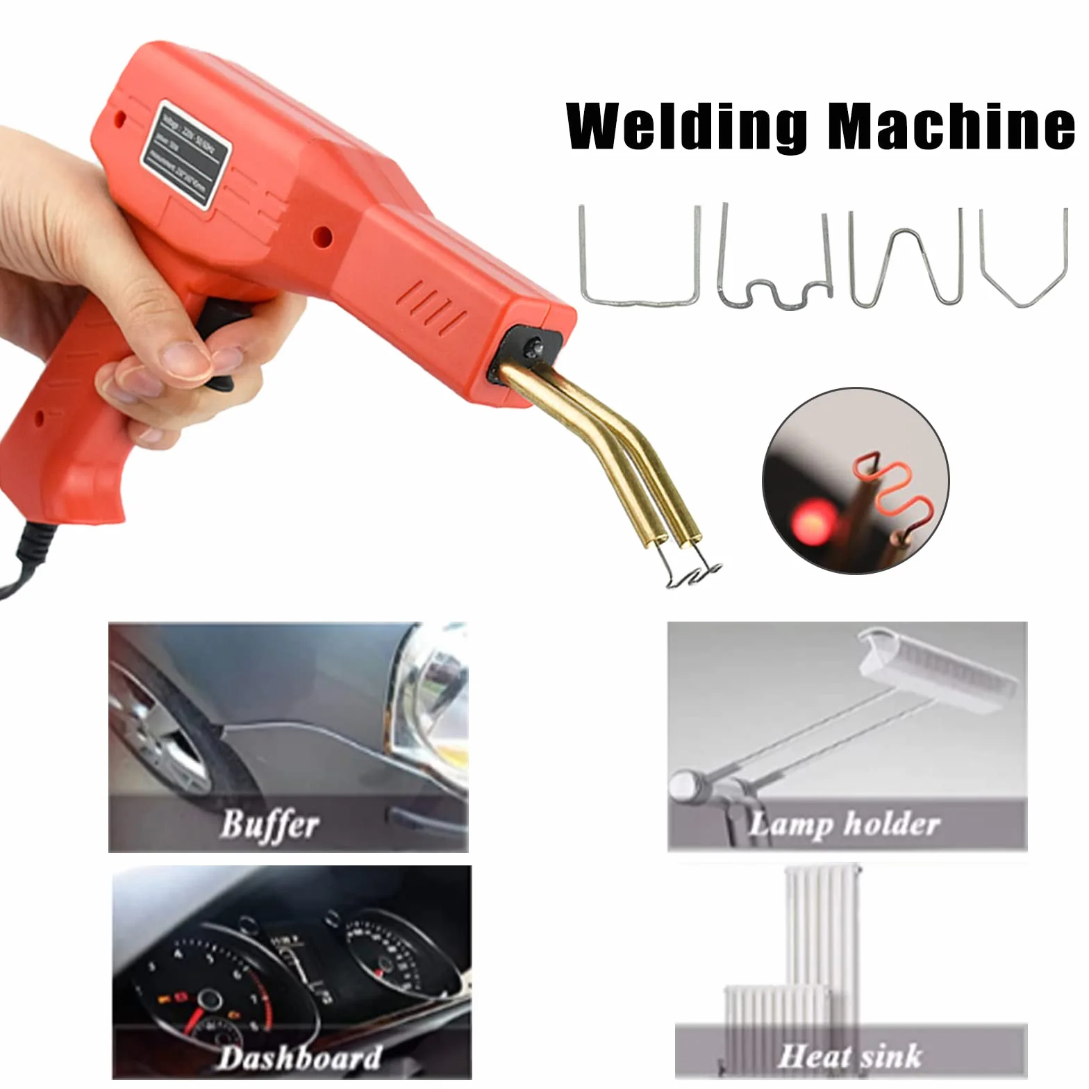 Plastica Saldatrice Kit, Aolkee 50W Saldatore per Plastica, Riparazione Paraurti Auto, pinzatrice a caldo, strumento di saldatura per riparazione paraurti auto con 200 graffette, pinze