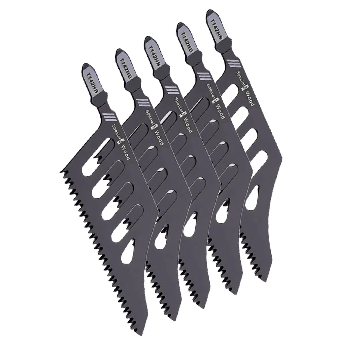 Goshyda 5 Pezzi Lama Taglio a Filo a Filo, Pale della a Curva Irregolare HCS con Denti a 3 Lati, Manico Ergonomico, per Tagliare la Plastica in Metallo in Metallo in a Secco