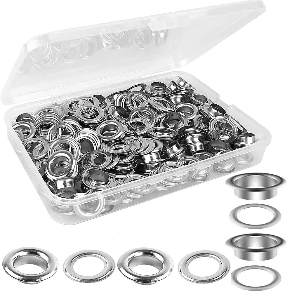 Lxntpss Kit di Occhielli, 50 Pezzi Occhielli Grommet Rondelle Argento, 20mm, Basico