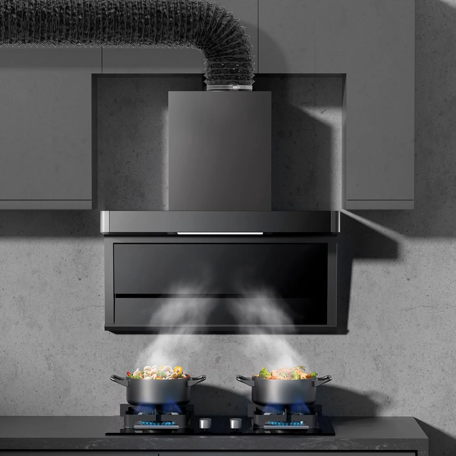 Ø150mm Tubo di Scarico PVC Lunghezza 5 M, Condotti di Ventilazione Flessibile, Tubo in Alluminio nero per Aspiratore, Bagno, Cucina, Coltura Idroponica, Ventilatore a Tubo.