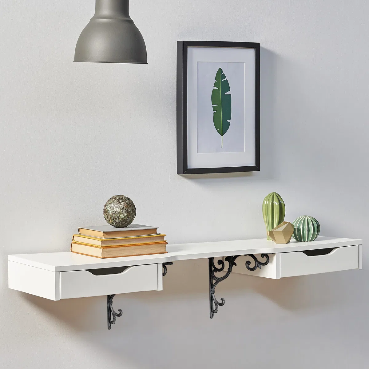 Relaxdays Staffe per Mensole, Set da 2 Supporti dal Design Barocco, Reggimensola Angolari per Scaffali, Vintage, Nero