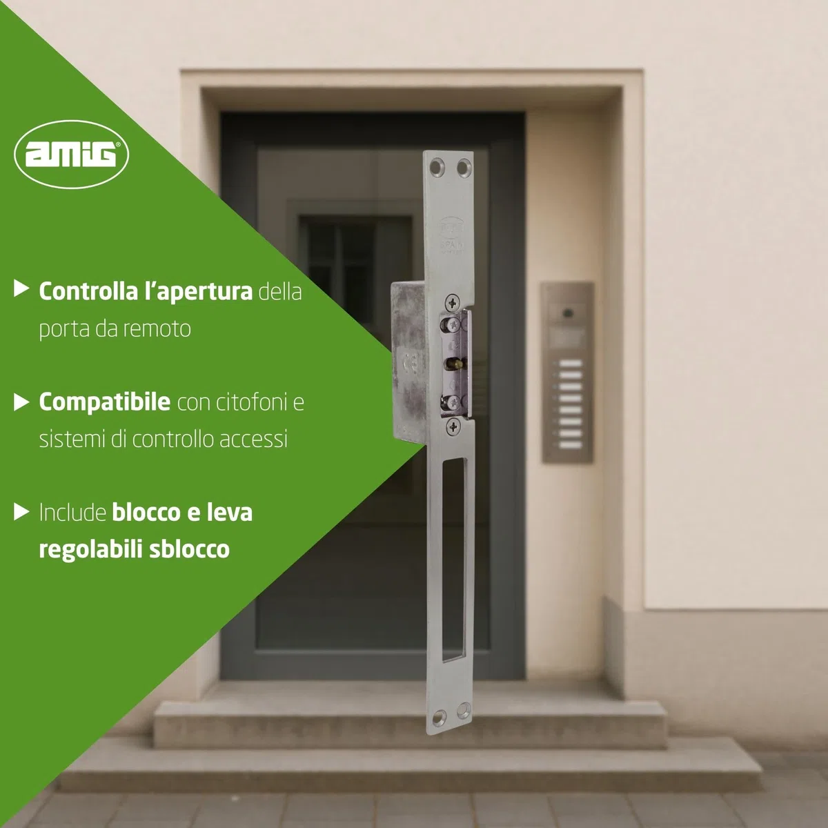 Amig - Apriporta Elettrico da Incasso per Porte | Mod.20 | 250 x 25 x 3 mm | Amperaggio: 1,1 A | Include Bobina da 8-12 V di Corrente Alterna | Serratura per Portales, Tendine o Ufficio