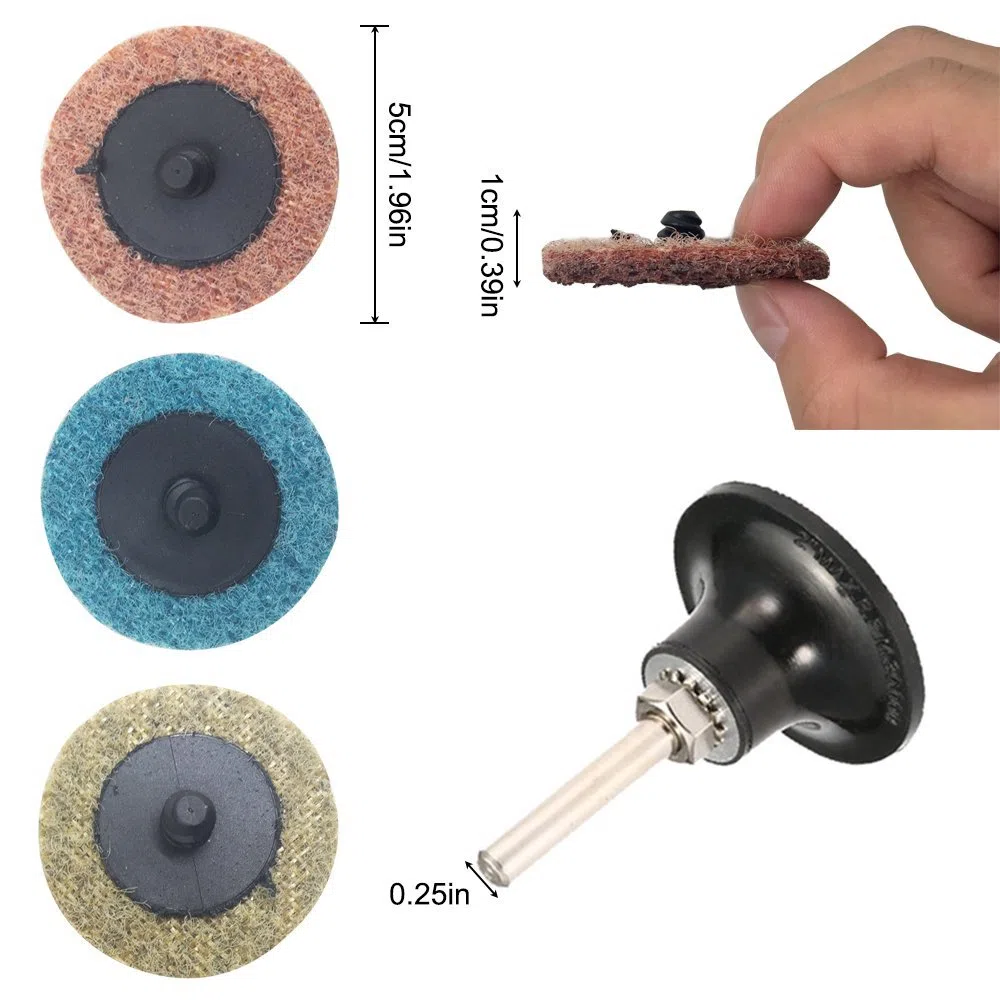30 pezzi dischi abrasivi dischi cambio rapido set, fine/media/grossa, 5,1 cm/50 mm, con 2 pezzi 1/10,2 cm, superficie del gambo, Afunta condizionata dischi per preparazione di superfici striscia