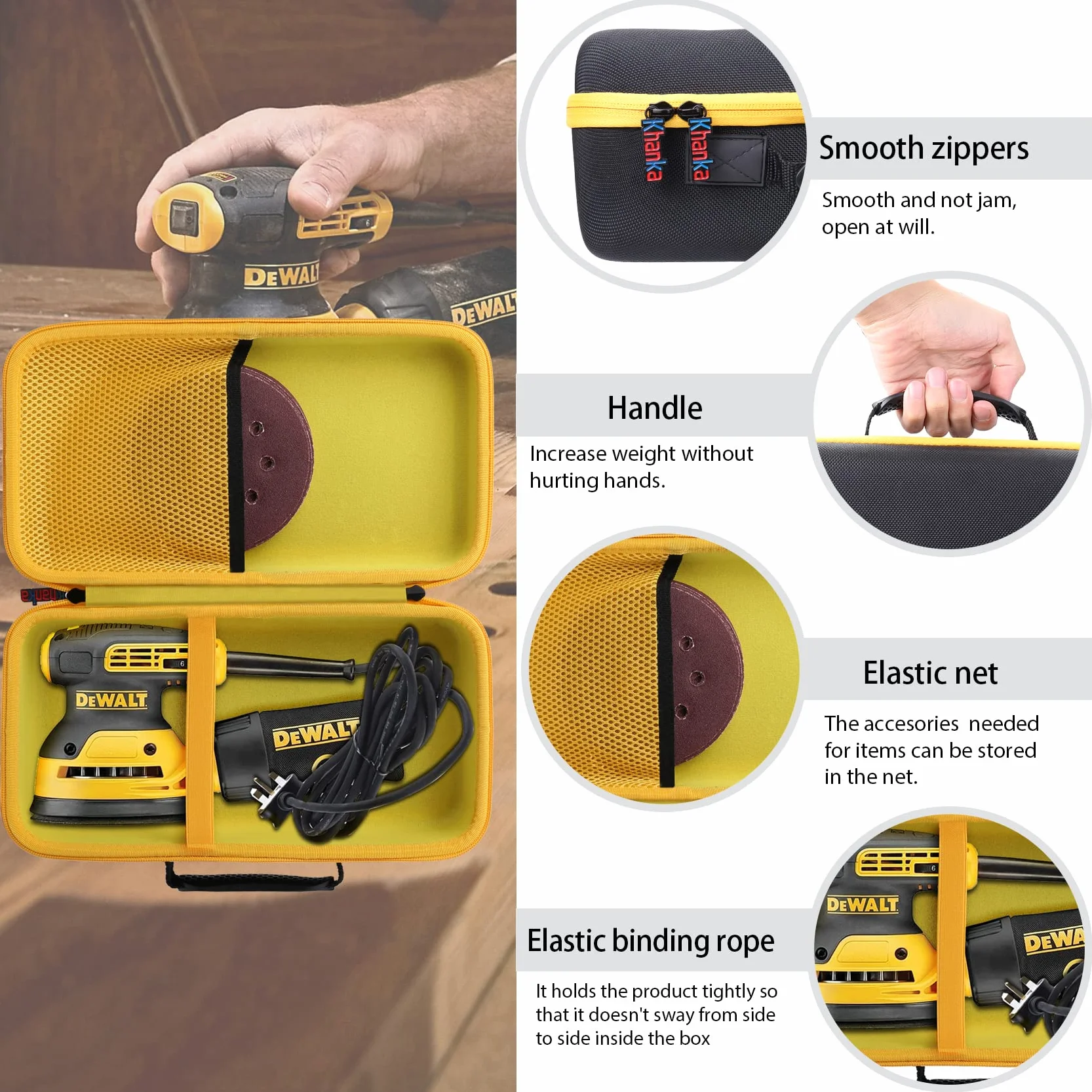 Khanka Custodia rigida per DEWALT DWE6423-QS Levigatrice Roto-Orbitale (Solo Custodia)