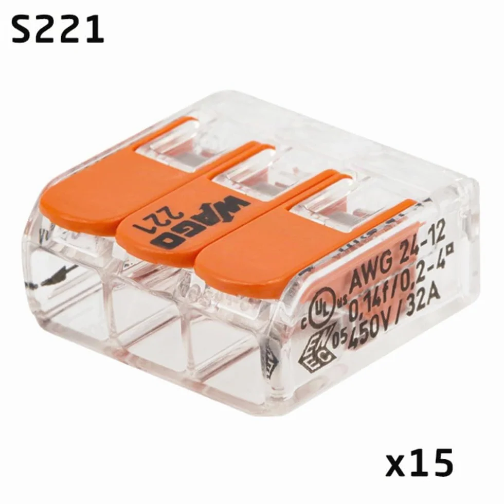 Wago - Blister variegato di 40 terminali di collegamento automatico 2,3 e 5 ingressi S221 (terminale 20-2; terminale 15-3 way; terminale 5-5)