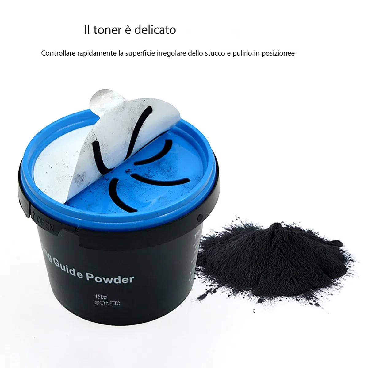 Generico Dry Guide Coat Powder, Leak-Proof Auto Body Sanding Aid, Portable Dust-Free Application, Easy-To-Use Applicator Design, Black Refill-Compatible Kit, Extensive Usage, 150g