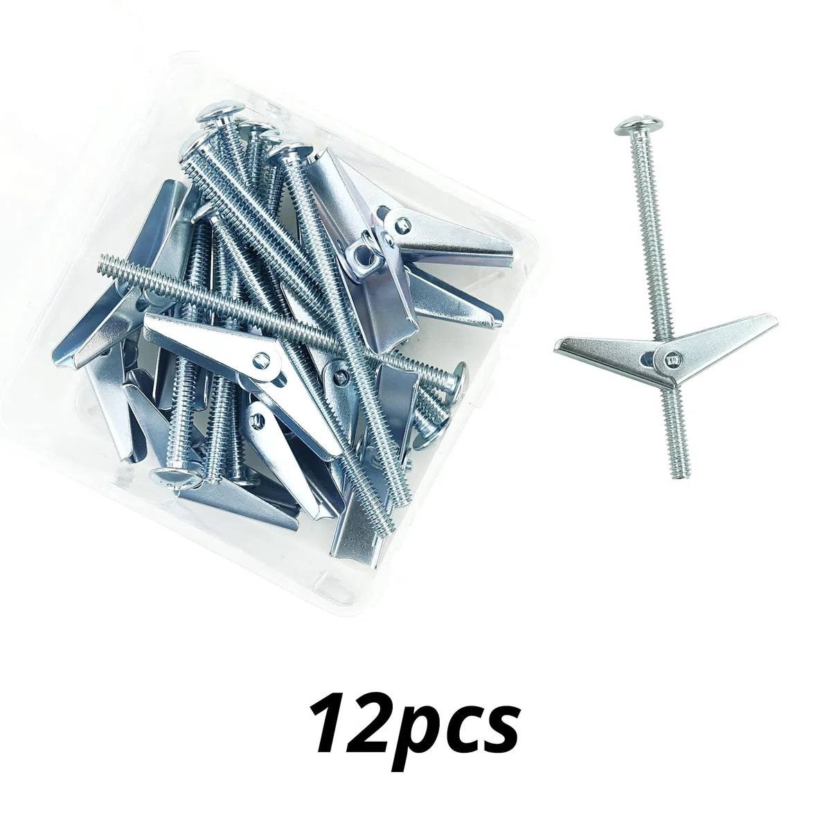 HASWARE Bullone a levetta in acciaio zincato e dado ad alette per appendere oggetti pesanti al muro a secco (3/16" x 3", 12 pz.)