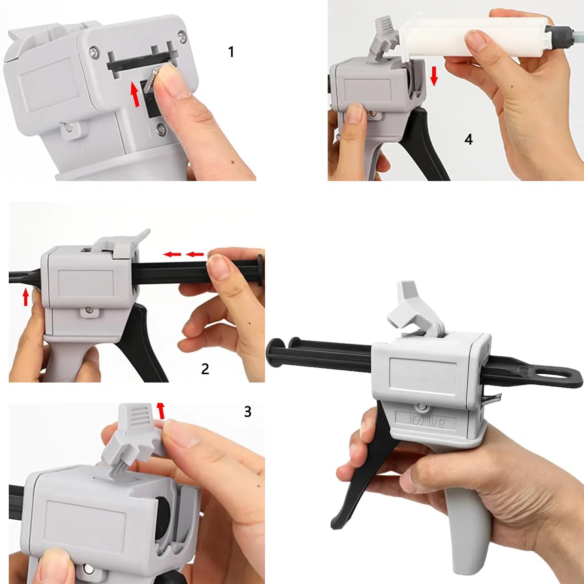 Pistola per colla manuale da 50 ml AB pistola per colla resina epossidica miscela 2:1 pistola a pressione mista barile