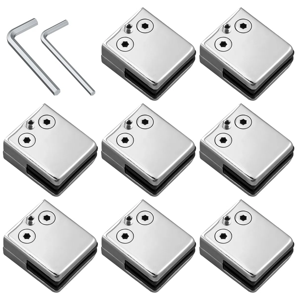 Proster 8 Pezzi Supporto Vetro 8-10mm Acciaio Inossidabile 304 Morsetto Vetro Regolabile Con Cacciavite per Ringhiera Balaustra Corrimano della Scala - Lucido