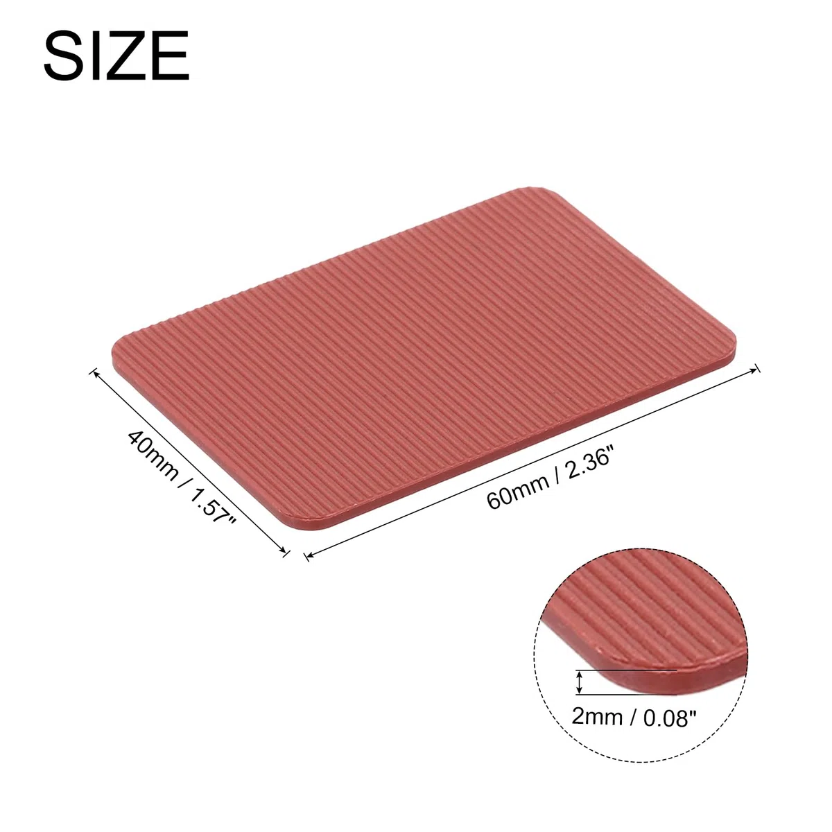 QUARKZMAN 50 Pezzi Spessori in Plastica 60 x 40 x 2 mm Distanziatori Piastrelle Squadrette Angolari Blocco Sottotetto Cunei Mobili Pannelli Plastica Esterno Rigida, Rosso