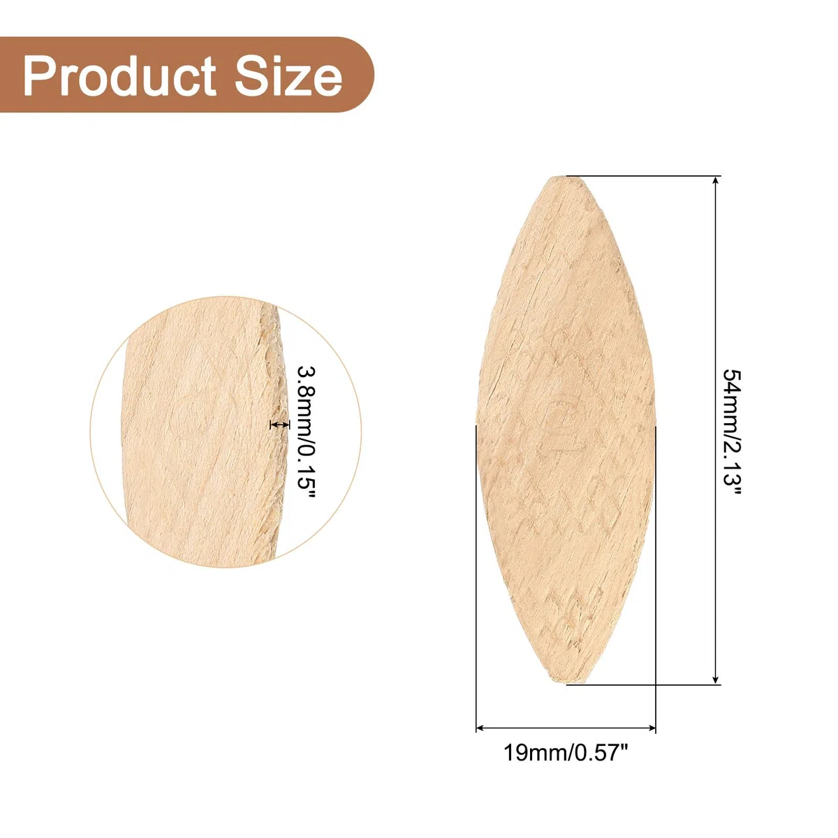 QUARKZMAN 100Pezzi biscotto per Giunti In Legno, 54X19X3.8mm biscotto per Lavorazione Del Legno, Strumento Di Giunzione per Schede Di Legno Accessori per Falegnami E Progetti Fai Da Te