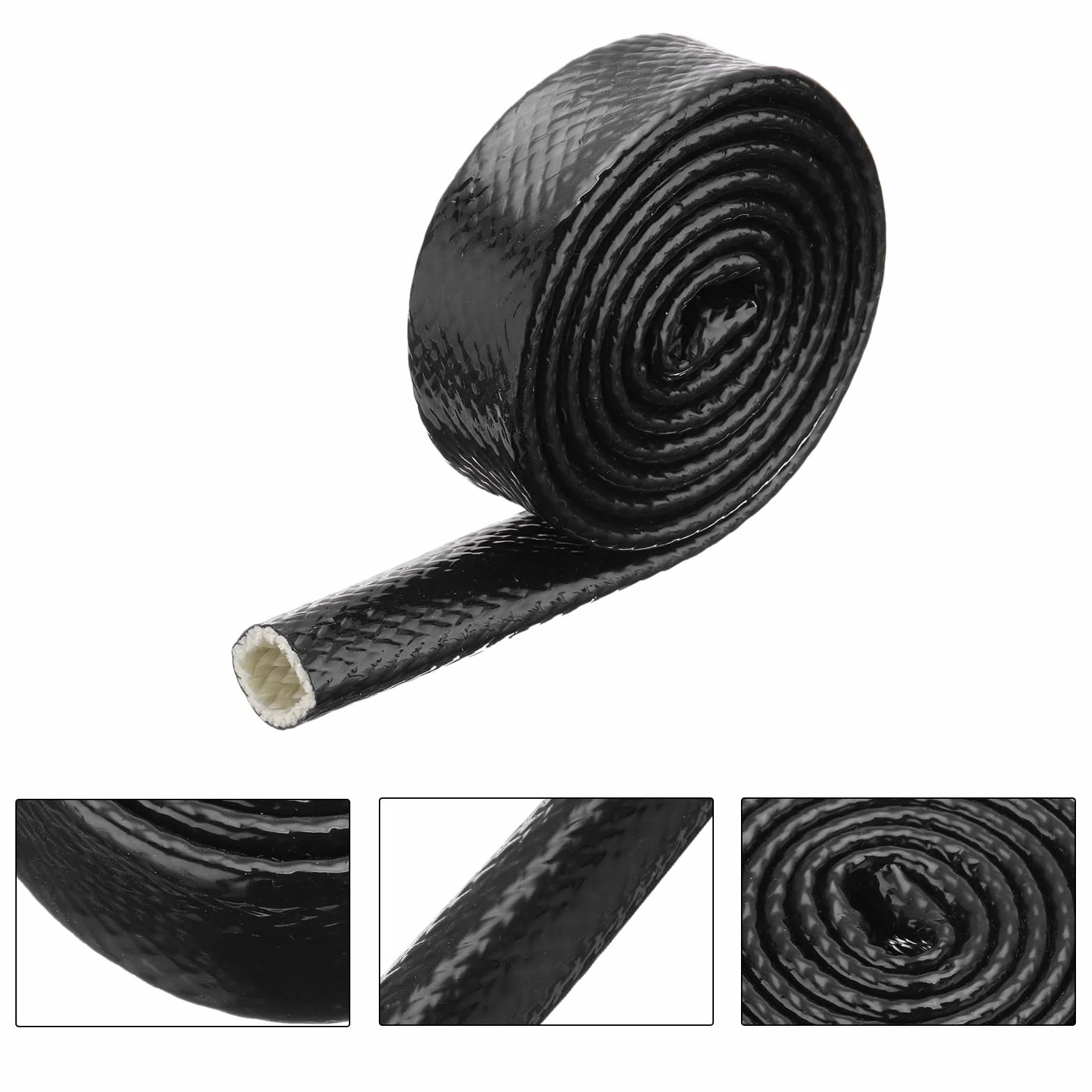 QUARKZMAN 0.8" ID 3.3ft Nastro Fibre Vetro Rivestito Silicone Guaina Antincendio Schermato Termicamente, per Tubi Flessibili Automobilistici, Cavi Elettrici, Nero