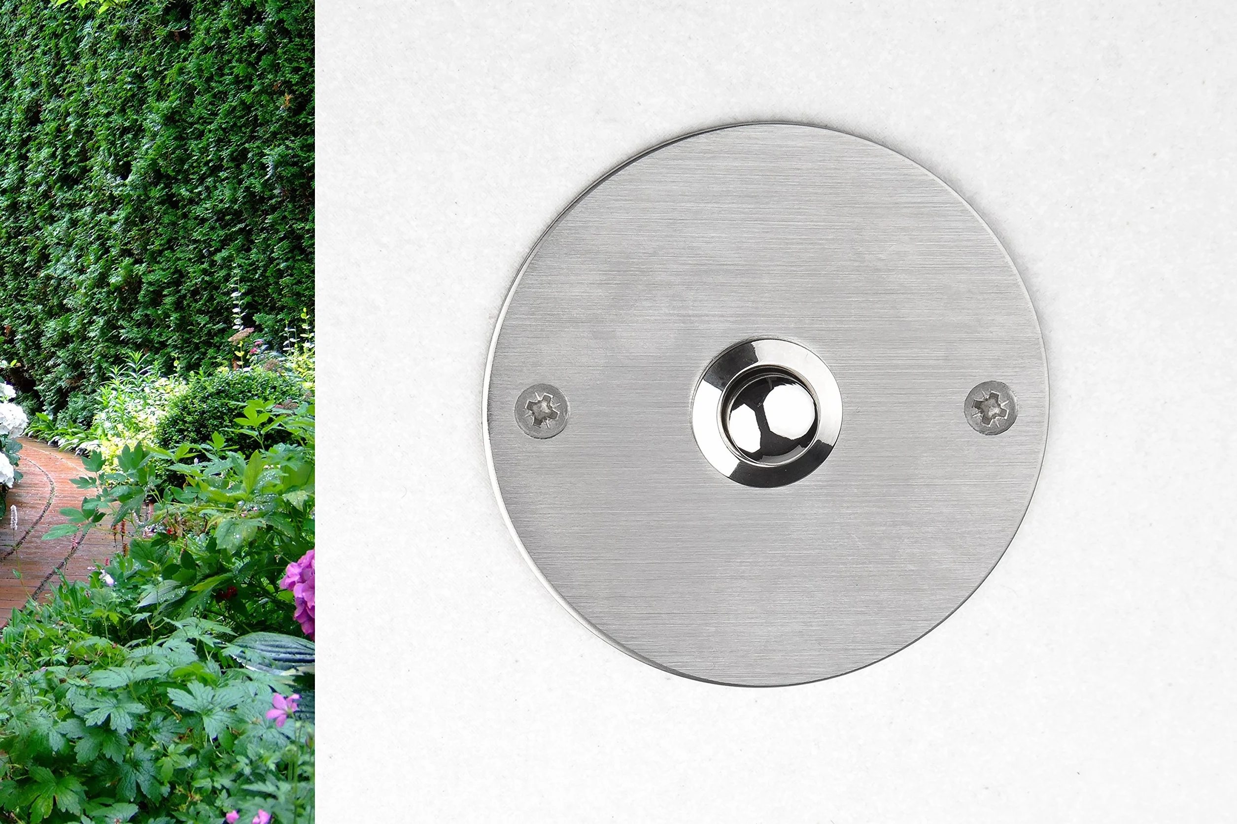 HUBER Campanello a Pulsante Da Incasso in Acciaio Inox e Ottone - Interruttore per Campanello