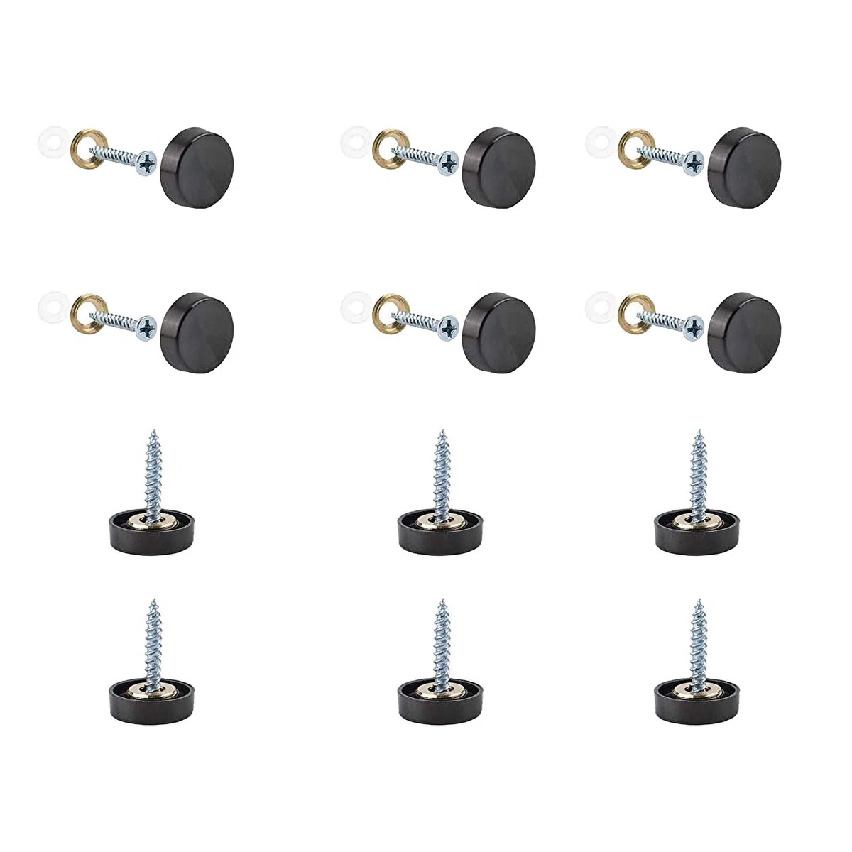 INCREWAY Viti a specchio nere 32 set da 16 mm in acciaio inox 304 spesso chiodi a specchio con tappi decorativi