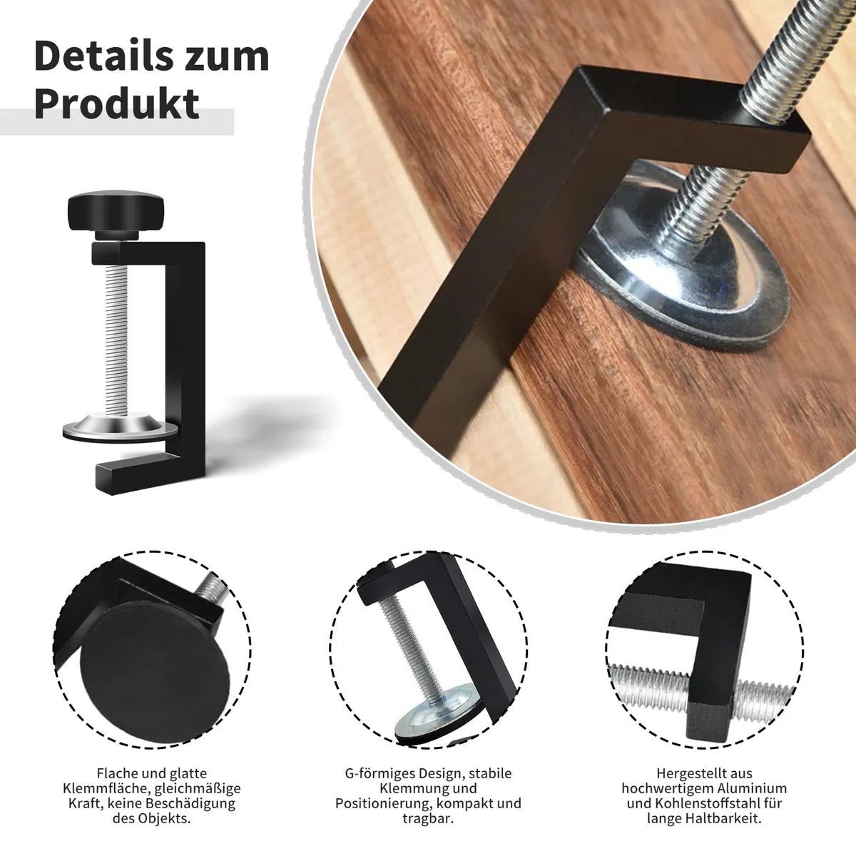 6 Pezzi Morsetti a C,Morsetti a C Resistenti 15 – 60 mm, Morsetto da Tavolo ad alte Prestazioni,Morsetti a Vite Regolabili,Morsetti da Tavolo,Universali,Camera da Letto, Cucina,Bagno,Scaffalatura