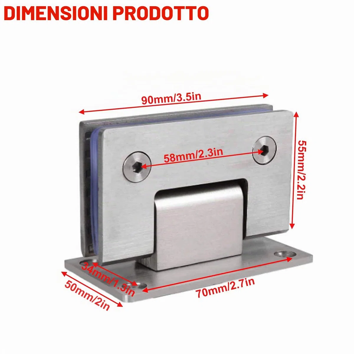 KAFENDA Cerniere per porta doccia a 90 gradi, cerniere in acciaio inox resistenti alla ruggine e alla corrosione per vetro da 8 a 12 mm