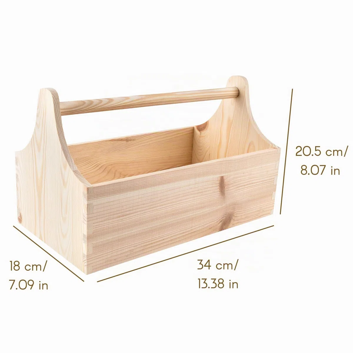 Creative Deco Cassetta degli Attrezzi in Legno | Porta Attrezzi in Legno | Dimensioni 34 x 18 x 20,5 cm (+/- 0,5 cm) | Cassetta Naturale con Maniglia | Borsa degli Attrezzi | Confezione Regalo
