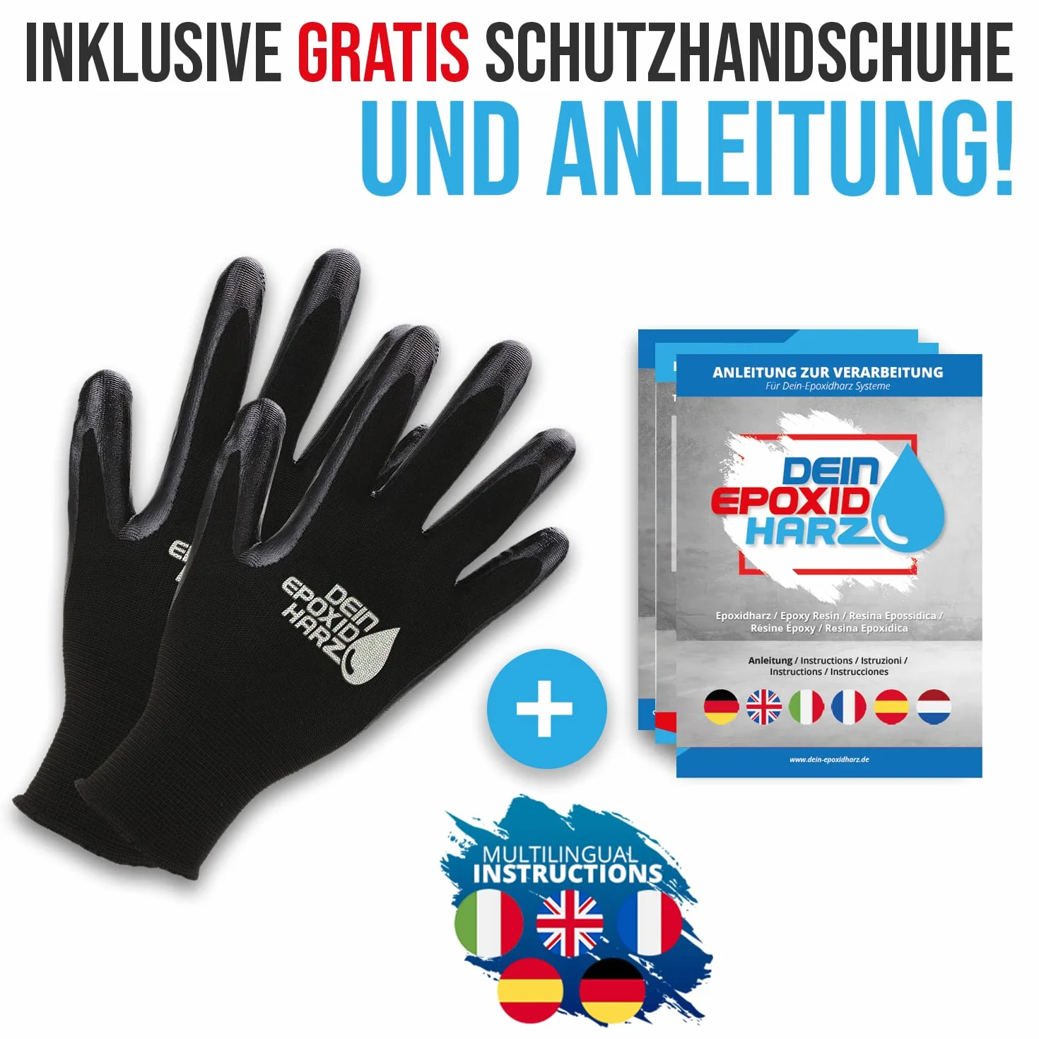 Resina epossidica con indurente | set GfK da 1,5 kg | qualità professionale trasparente e inodore | resina colata per legno + guanti protettivi