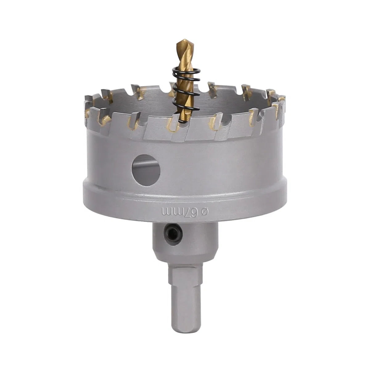 Sega a tazza in metallo duro da 67 mm, con punta di centraggio, per metallo, acciaio inossidabile, acciaio da costruzione, alluminio, rame, ferro, plastica, fibra di vetro