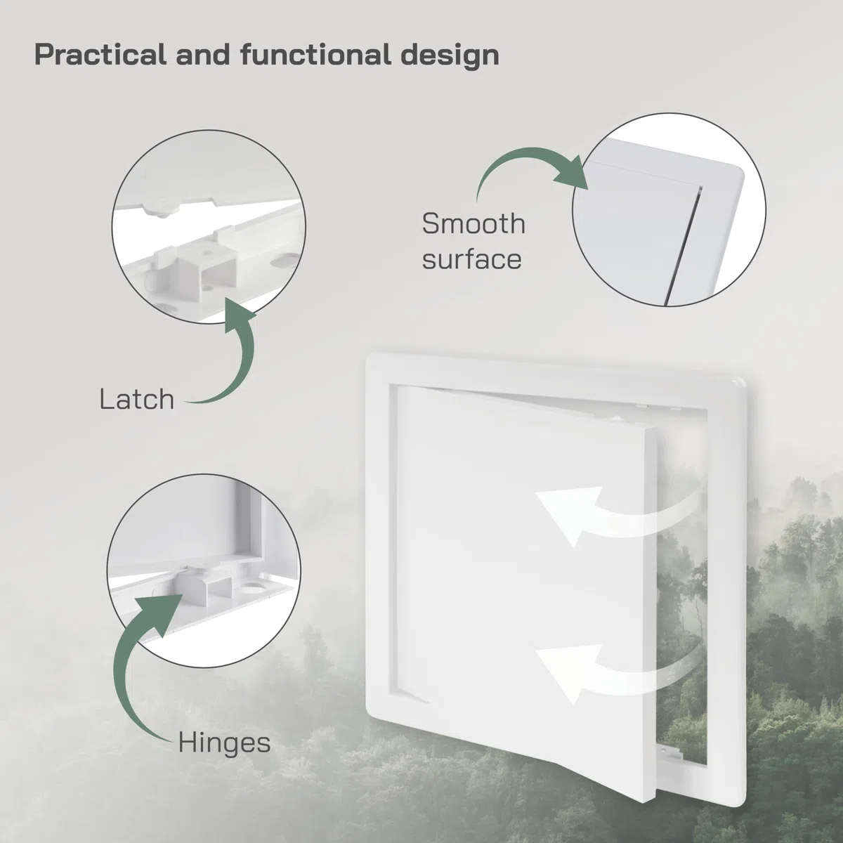Vent Systems Pannello di Accesso in ABS Bianco, 250 x 250 mm, per Cartongesso, Pareti e Soffitti. Copertura per Fori Elettrici e Idraulici, Dimensioni Esterne 270 x 270 mm