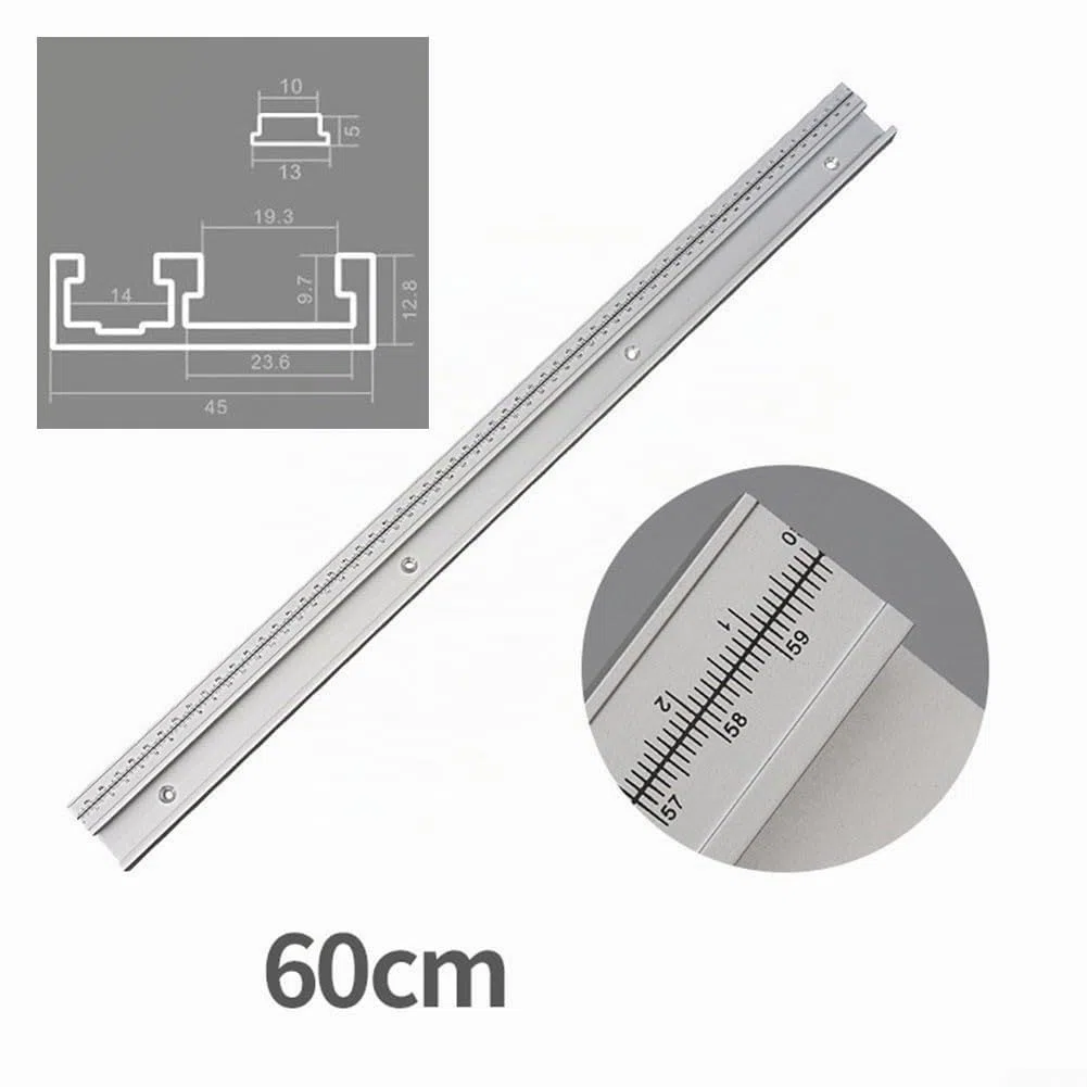 DAZZLEEX 45 binari a T tipo Miter Track 40cm/50cm/60cm in lega di alluminio, accessori per seghe da tavolo per tavolo fresatrice, seghe da tavolo (60cm)