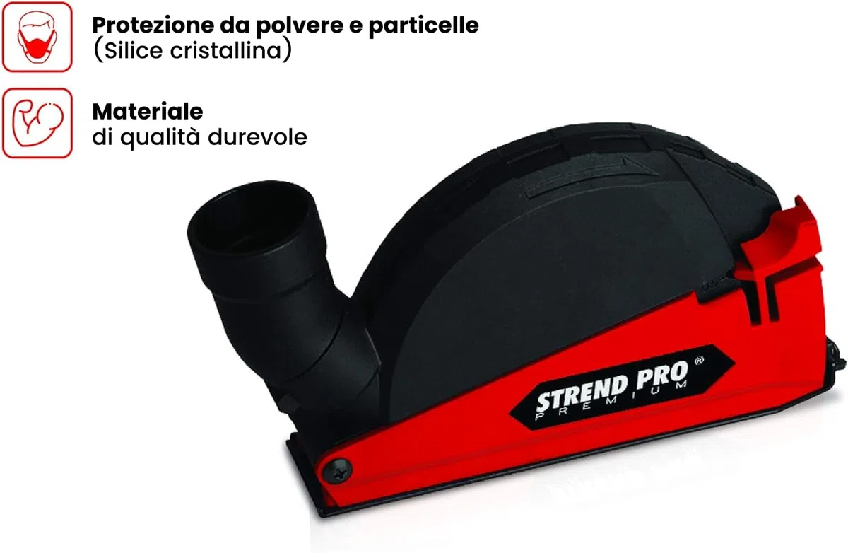 STREND PRO Cuffia Aspirazione per Smerigliatrice Angolare 125mm / 115mm | UNIVERSALE | Aspirazione Flex per Disco Diamantato 125mm | Accessori per Smerigliatrice Angolare | per Dischi da Taglio 125