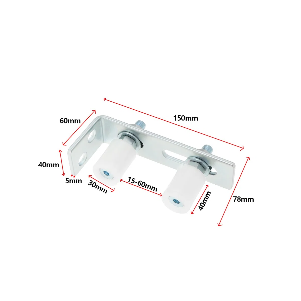 EMSea 1 Set Porta Rullo Guida Blocco Guida Porta Cortile Ruota Guida In Zinco Bianco Telaio Rullo 30x40mm Per Porta Scorrevole Cancello Di Fabbrica