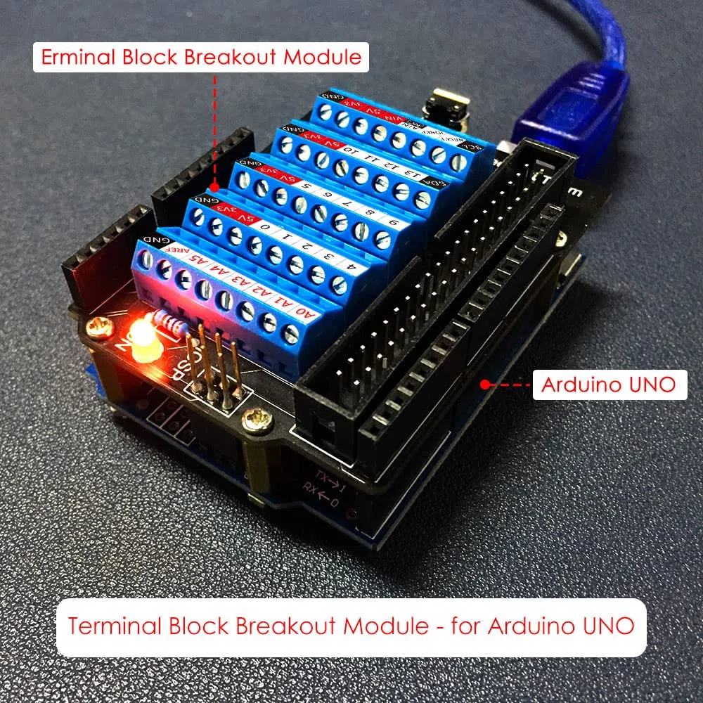 GeeekPi - Cappello terminale a vite per Arduino UNO, modulo breakout blocco terminale a vite GPIO, con connettore socket con ganci, scheda di espansione GPIO breakout per Arduino UNO