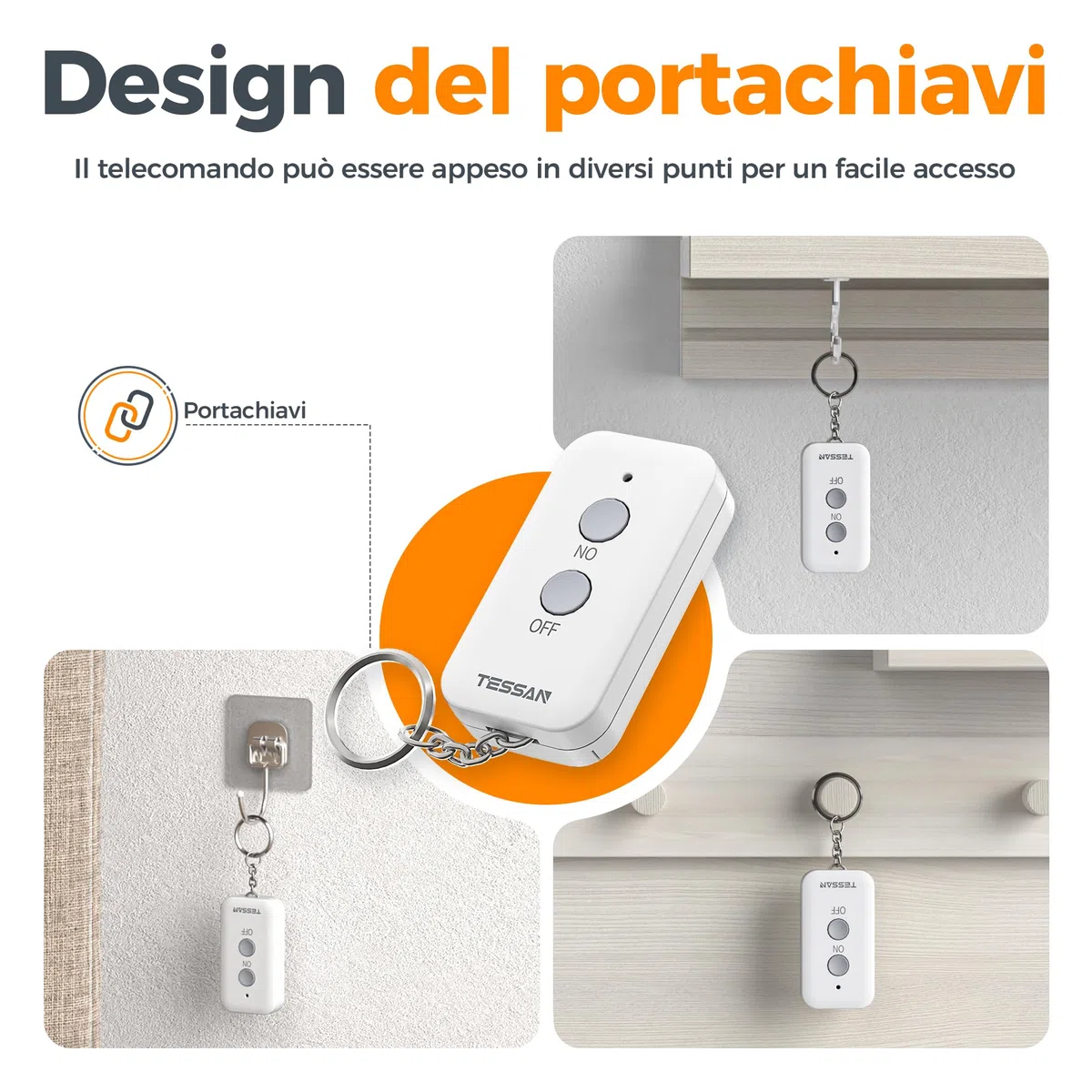 TESSAN Presa con Telecomando, Prese con Interruttore, Portata 30 M, Spina con Telecomando per Luci a Stringa da Interno, Lampade, Presa Wireless Italiana 16A per Elettrodomestici, 3680W