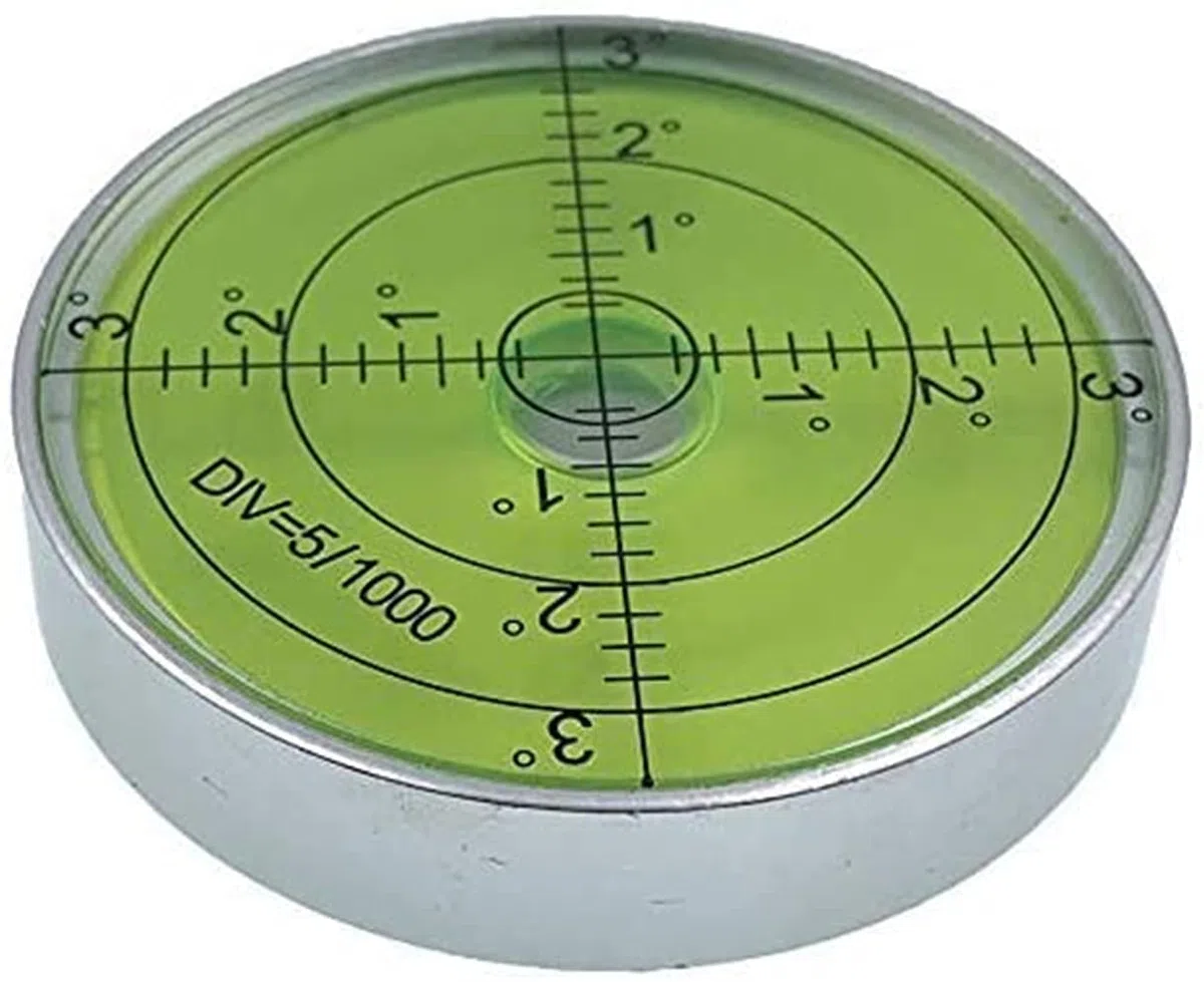 UMEI Inclinometri rotondi a bolla orizzontale ad alta precisione con magnete da 60 mm con cassa in alluminio a bolla Bullseye, livello di superficie, precisione 15'/2 (60 x 12 mm con magnete),