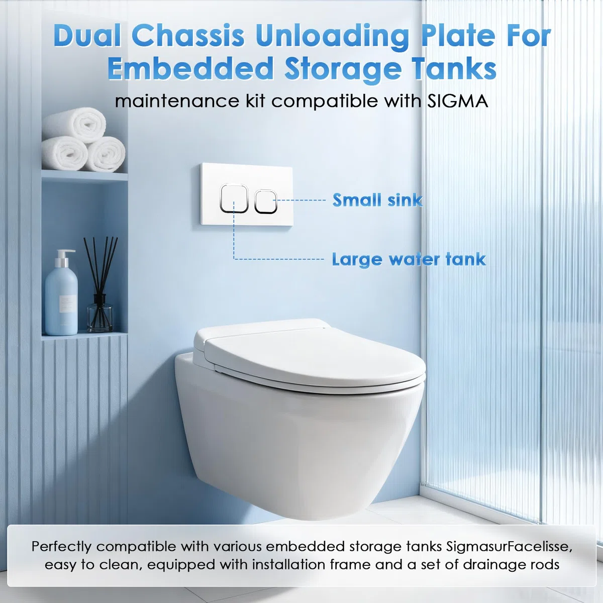 Piastra di comando per WC, compatibile con Geberit Sigma, UP300 & UP320, piastra di comando per risciacquo a 2 quantità, dotata di set di leva e telaio di montaggio (bianco)
