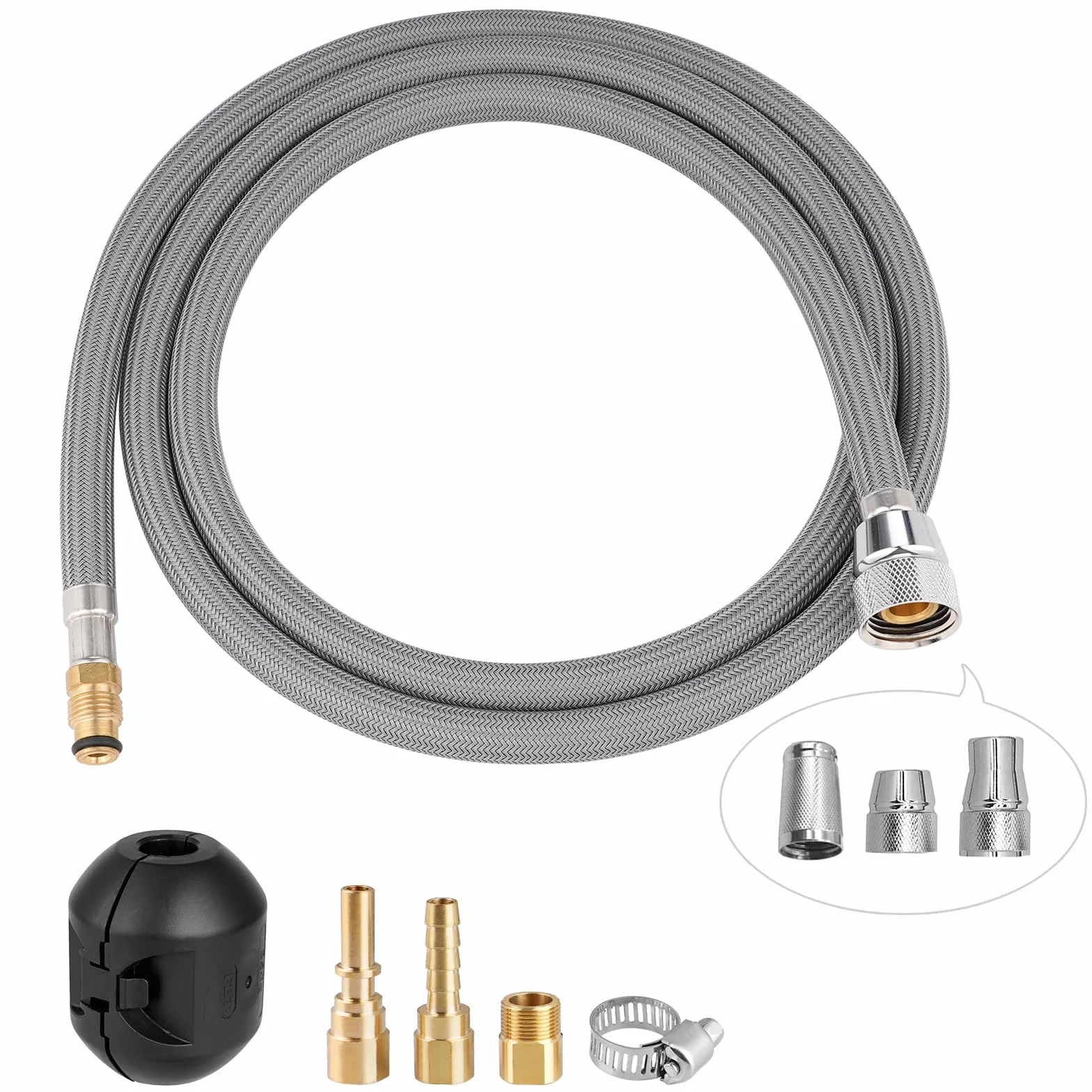 Hibbent Tubo di Ricambio per Rubinetto Estraibile Compatibile con Rubinetti da Cucina Hansgrohe/Grohe con 6 Adattatori, Modello Standard 88624000/46174000/46092000, Tubo di Ricambio da 150 cm, con