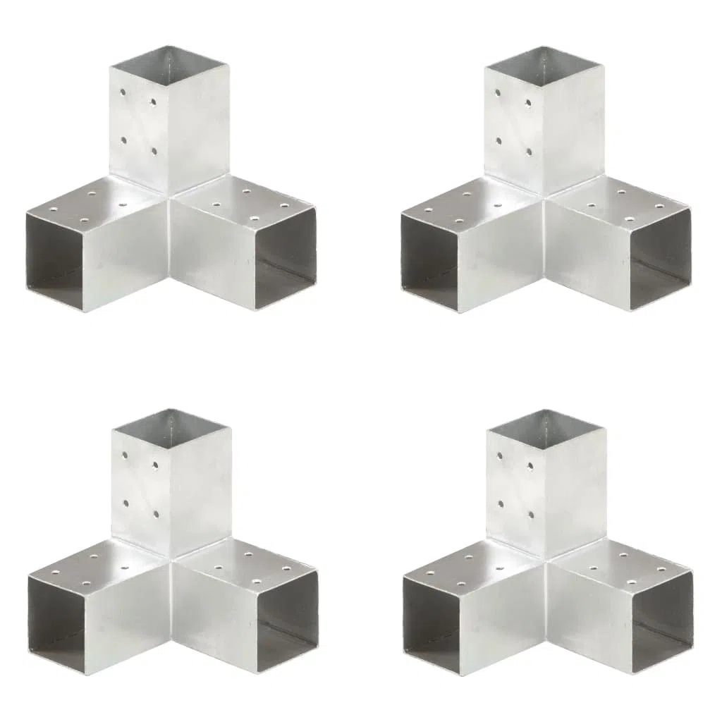 Connettori per Pali a Forma di Y 4 pz Metallo Zincato 71x71 mm