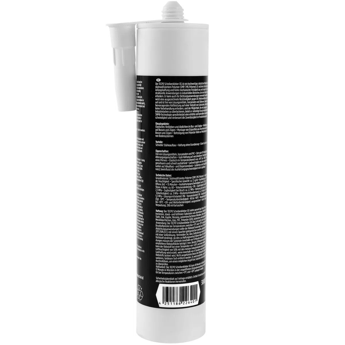 TECPO Adesivo per parabrezza, Quickly-Safe, senza primer, con tecnologia adesiva e sigillante, adesivo per parabrezza, adesivo elastico resistente alle intemperie, per incollare e sigillare (3 X 290